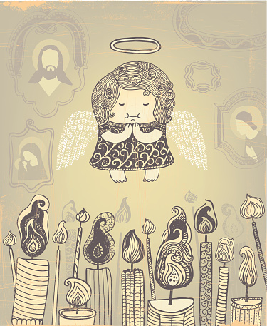 Vector file of the praying angel. Grunge effect can be removed vector