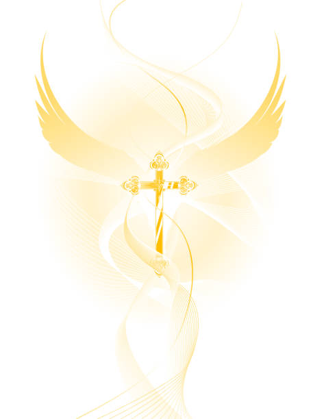 Angel Wings Spiritual Lifting. Hi res jpg included. religious cross backgrounds stock illustrations