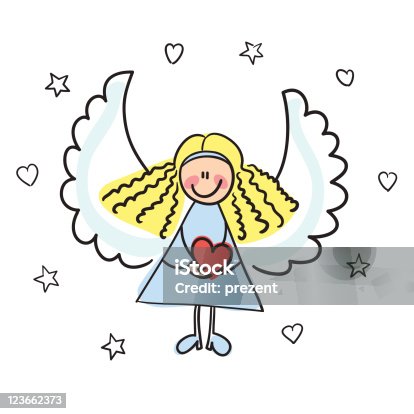 istock Angel with heart. Vector illustration 123662373