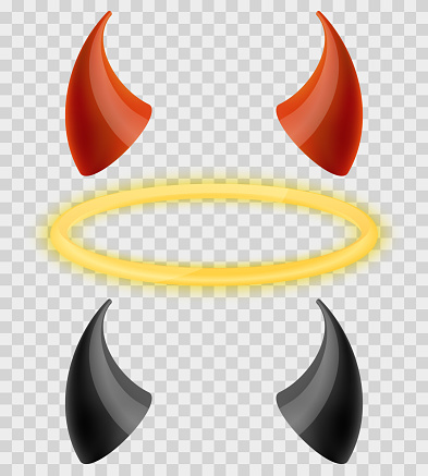 Angels halo and devils black red horns