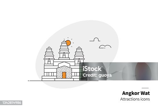 istock Angkor Wat, Cambodian tourist attraction. 1342814986