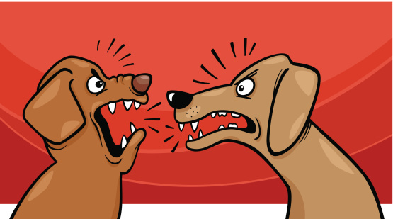 Angry Barking Dogs Cartoon Illustration Stock Illustration