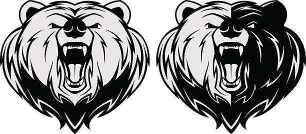 Angry bear head mascot Vector illustration, Angry bear head mascot, head mascot bear growling stock illustrations