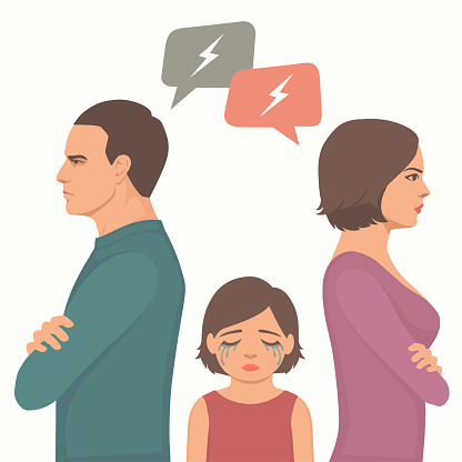 Kızgın Çift Ebeveynler Boşanma Üzgün Çocuk Ağlıyor Stok Vektör Sanatı &  Aile'nin Daha Fazla Görseli - iStock
