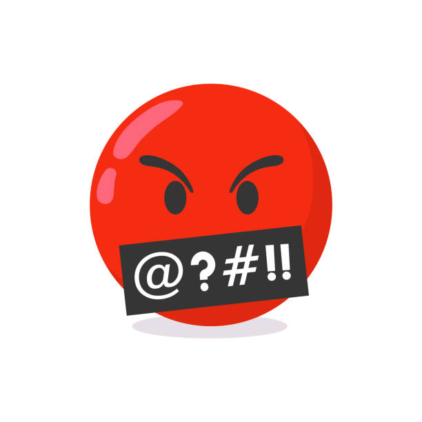 Angry emoji isolated on white background. Angry emoji isolated on white background. Angry Red Emoticon concept. Vector stock anger stock illustrations