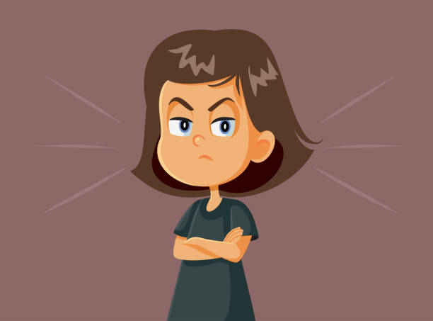 stockillustraties, clipart, cartoons en iconen met angry girl vector cartoon illustratie - star