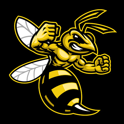 vector of angry hornet wasp mascot