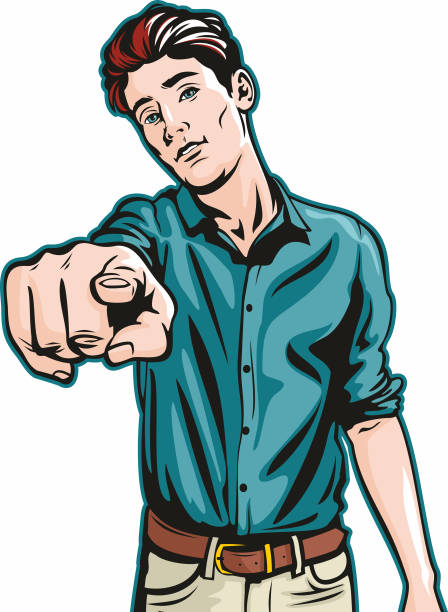 Angry Man Pointing at You vector art illustration