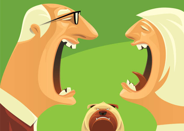 angry senior couple arguing vector illustration of angry senior couple arguing old man crying stock illustrations