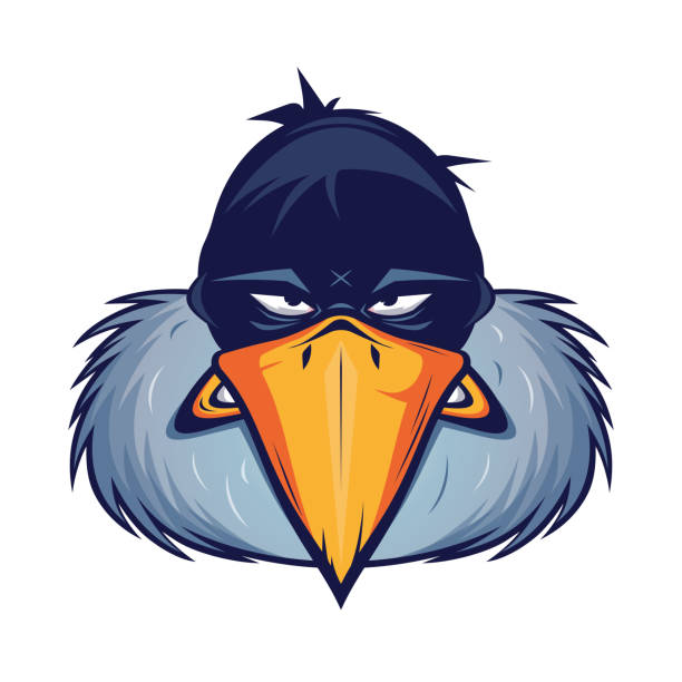 angry vulture head cartoon illustration vector art illustration