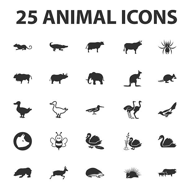 bildbanksillustrationer, clip art samt tecknat material och ikoner med animal and beast 25 black simple icons set for web - roe deer