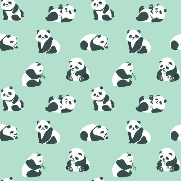 illustrations, cliparts, dessins animés et icônes de fond animal - panda