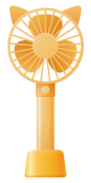 animal ears portable fan with charger (cat) Vector illustration of portable fan painted with gradient mini fan stock illustrations