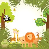 Different wild animals in the jungle.