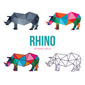 rhino animal zoo low poly polygonal geometric design