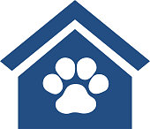 istock Animal rescue center concept icon with a paw. 1334721459