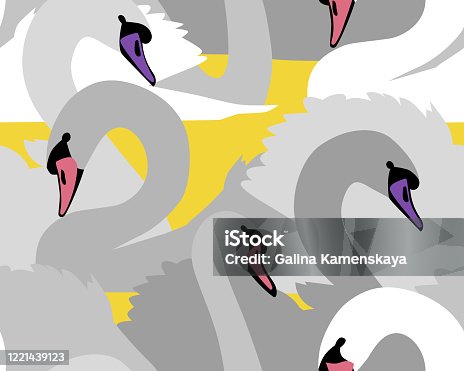 istock Animal seamless pattern. Swans. Flat design. 1221439123