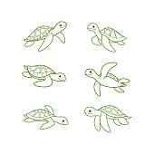 Cartoon turtle sketch line icon. Kawaii animals icons set. Childish print for nursery, kids apparel, poster, postcard, pattern.