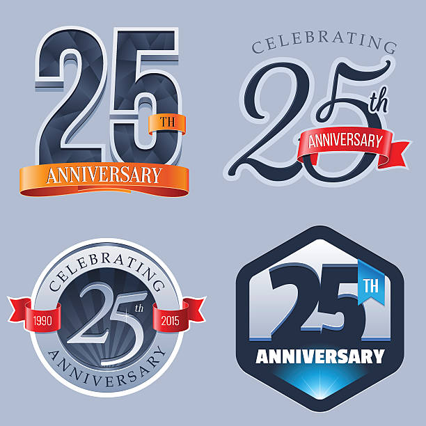 Anniversary  25 Years A Set of Symbols Representing a Twenty-Fifth Anniversary/Jubilee Celebration 25 29 years stock illustrations