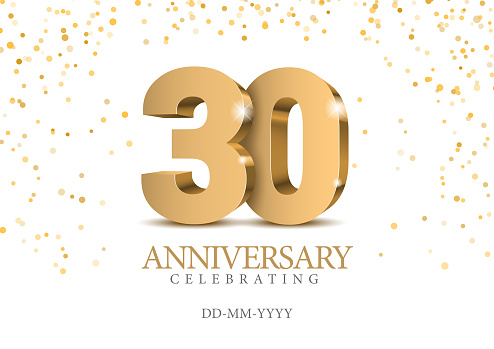 Anniversary 30 Gold 3d Numbers Stock Illustration - Download Image Now ...