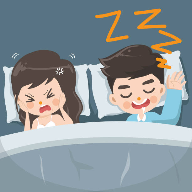 ilustrações de stock, clip art, desenhos animados e ícones de annoyed, tired and unable to sleep. - sleeping couple