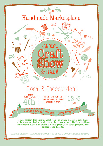 Annual Craft Show  Sale Poster Invitation orange and greens