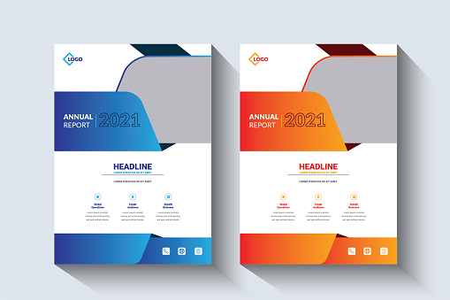 Annual Report Layout Template, Professional Creative Modern Trendy Design Concept Ideas