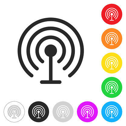 Antenna. Icon on colorful buttons