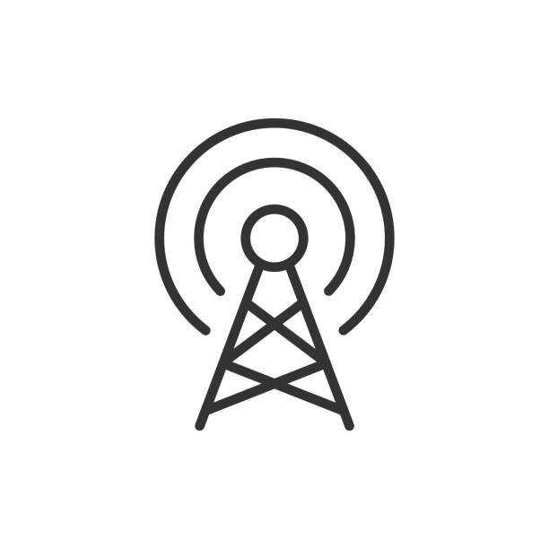 Antenna tower icon in flat style. Broadcasting vector illustration on white isolated background. Wifi business concept. Antenna tower icon in flat style. Broadcasting vector illustration on white isolated background. Wifi business concept. antenna aerial stock illustrations