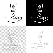 istock Antibacterial sanitizer gel for hand. Icon for design. Blank, white and black backgrounds - Line icon 1300862422