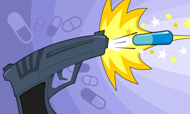 Antibiotic Magic Bullet from Pistol vector art illustration