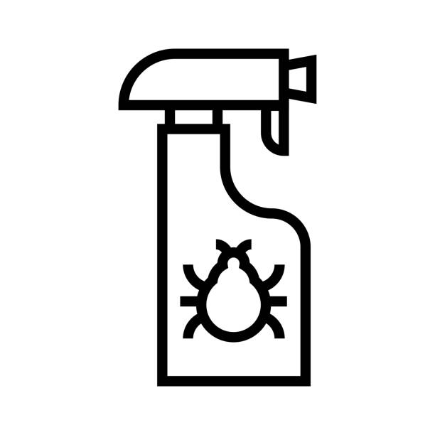 ilustrações, clipart, desenhos animados e ícones de spray antipulga ilustração de linha - antipulga