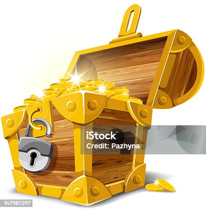 istock Antique gold treasure chest vector illustration 147987297