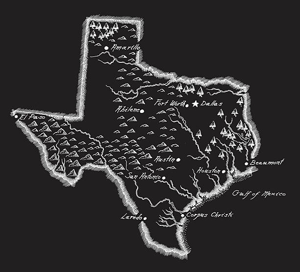 Antique Texas Map Texas Map, - Antique style. Includes mountains and water bodies. High detail - vector illustration river borders stock illustrations