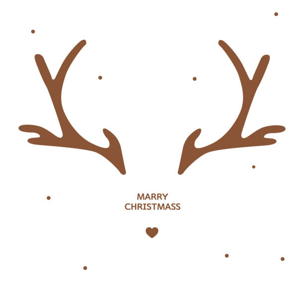 geweih weihnachtskarte vorlage - rentier stock-grafiken, -clipart, -cartoons und -symbole