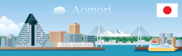 illustrazioni stock, clip art, cartoni animati e icone di tendenza di skyline di aomori - tomori