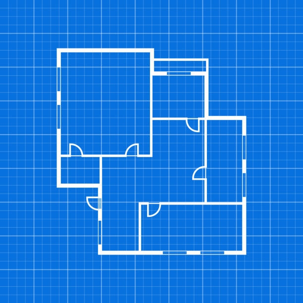 Apartment Plan Thin Line Top View. Vector Apartment Plan Basic Thin Line Top View. Vector illustration of Architect Room office drawings stock illustrations
