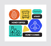 istock Apiary Concept, Line Style Vector Illustration 1354416367