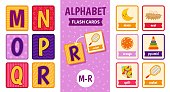 Aplhabet flash cards. Educational  game for children.