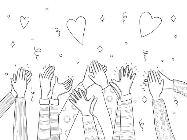 Applause hands. Crowd people handed applause fun vector sketch doodles collection Applause hands. Crowd people handed applause fun vector sketch doodles collection. Illustration crowd audience, applause people clapping stock illustrations