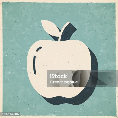 istock Apple. Icon in retro vintage style - Old textured paper 1337396316