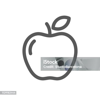 istock Apple line icon. 1129182444