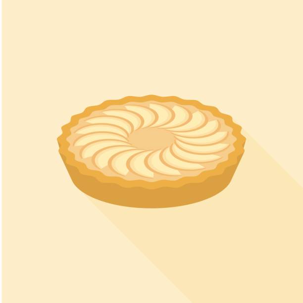 Apple pie in flat design with long shadow Apple pie in flat design with long shadow apple pie stock illustrations