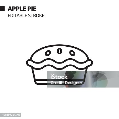 istock Apple Pie Line Icon, Outline Vector Symbol Illustration. Pixel Perfect, Editable Stroke. 1200974528