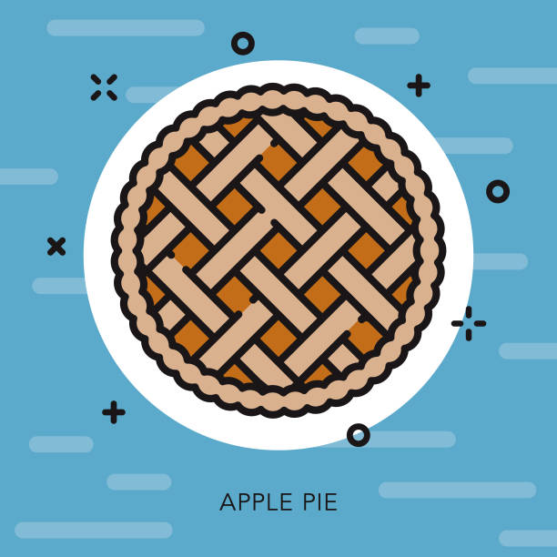 Apple Pie Open Outline USA Icon A flat design/thin line USA icon with small openings in the outlines to add some character. Color swatches are global so it’s easy to edit and change the colors. File is built in CMYK for optimal printing and the background is on a separate layer. apple pie stock illustrations