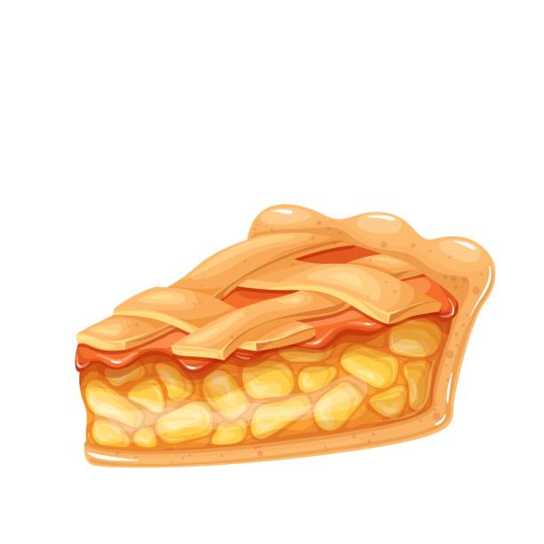 Apple pie slice Apple pie slice vector icon. American homemade traditional dessert. apple pie stock illustrations
