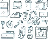 Appliances Doodles. Vector illustration. All objects in groups and easy to edit.
