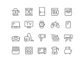 Appliance, home automation, icon, icon set, editable stroke, outline, technology, kettle, coffeemaker, refrigerator, washing machine, devices, gadget, smart appliance