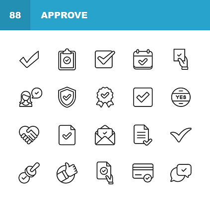 20 Approve Outline Icons.