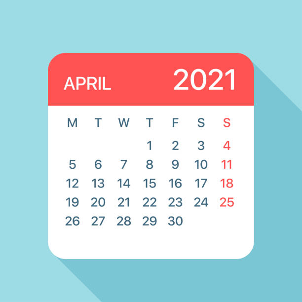 ilustrações, clipart, desenhos animados e ícones de folha do calendário de abril de 2021 - ilustração do vetor - abril